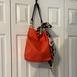 JPK Paris 75 Elegant Orange Hobo Bag with Scarf Detail
